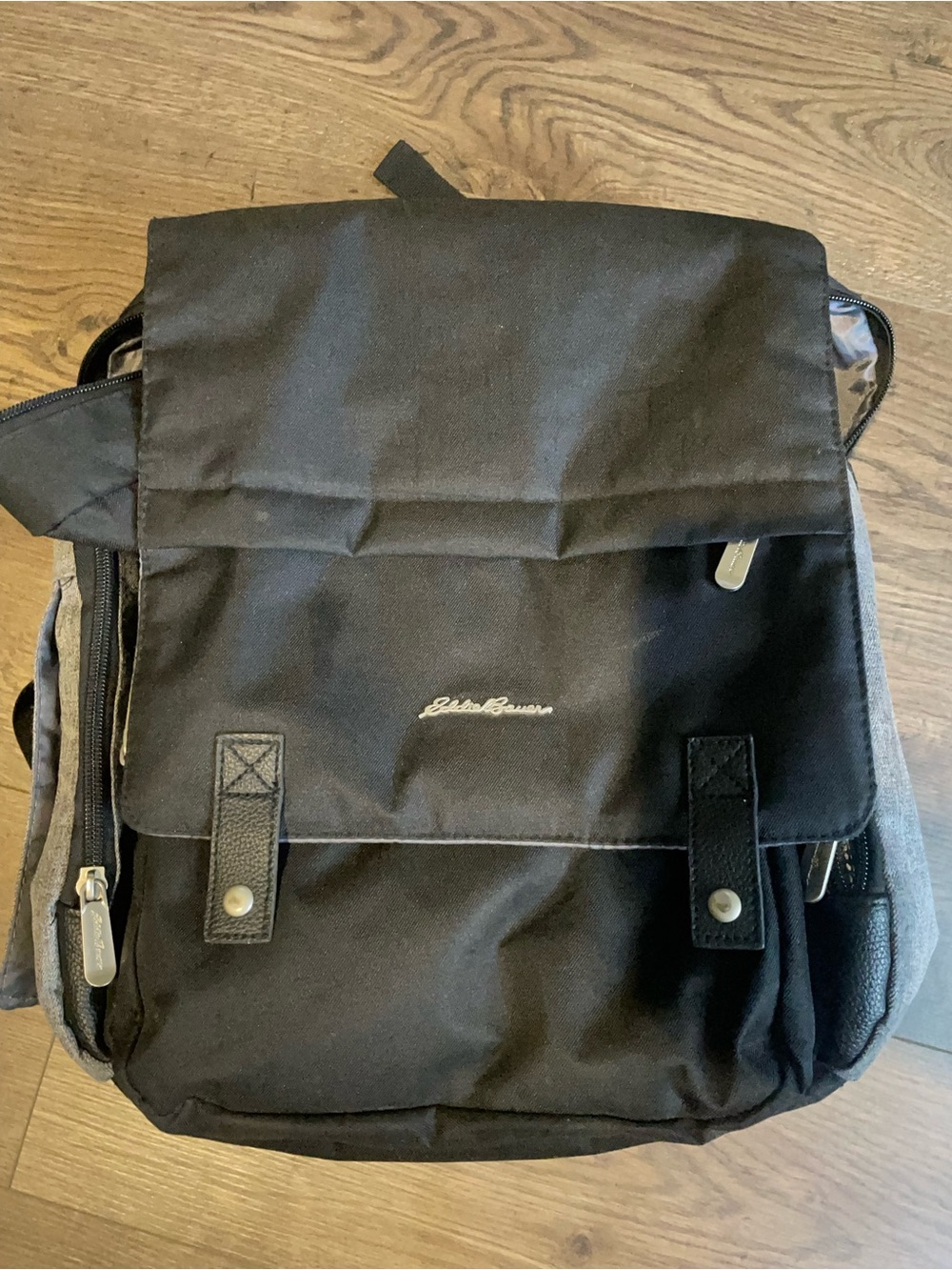 Eddie Bauer Black and Gray Men's Backpack with Front Flap